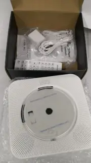 White Vertical Standalone CD Player w/FM Radio USB KC- w Remote & AC Adapter