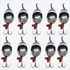 Handmade Fishing Spoon Stainless Steel Silver Lure Fishing Hooks (Pack of 10)
