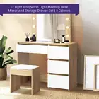 LED Mirror Dressing Table & Stool Set | Hollywood Light Makeup Desk Desk Set
