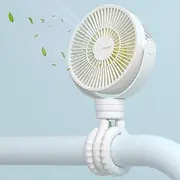 JISULIFE Stroller Fan, Tripod Clip on Fan, 4000mAh Baby Fan Battery Operated, Personal Desk Fan with 4 Speeds, 720°Rotatable, Portable Fan for Cribs, Carseat, Golf Cart, Treadmill,Table - White