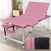 Alfordson Massage Table 3 Fold 75cm Foldable Portable Aluminium Lift Up Bed Desk