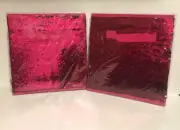 Hot Pink/Silver sequin reversible collapsible storage cube bins 2pk NEW