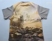 Time Space Men's Apparel Moonscape Light Brown T- Shirt - Size: Medium - Cotton