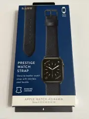 LAUT Prestige Leather Watch Strap for Apple Watch 42/44MM Series 1-6, SE Blue