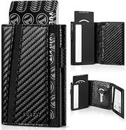 [VULKIT] Pop Up Card Holder Minimalsit Wallet Metal Card Case RFID Blocking with Coin Purse and Key Hole for Men