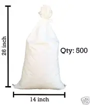 Sandbags - 500 White 14" x 26" -Sandbag Sand Bags Bag Poly by Sandbaggy