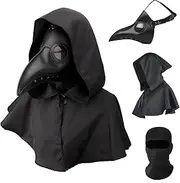 Plague Doctor Mask Cloak, Halloween Long Nose Beak Gothic Retro Steampunk Costume.
