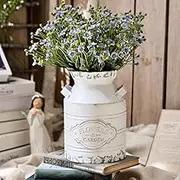 Fovasen Rustic Galvanized Milk Can Jug Vase,Metal Shabby Chic Vase Primitive French Country Style Farmhouse Vase Decorative Flower Holder for Living Room, Bedroom, Kitchen - 7.9"
