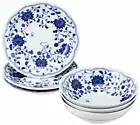 Snoopy Japanese Arabesque Sarahachi Plate Bowl Set of 6 Peanuts NEW
