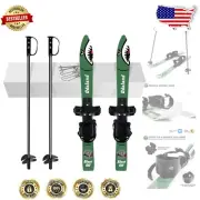 Beginner-Friendly Snow Skis & Poles - Low-Resistant Design for Young Learners