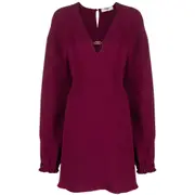 [Fendi] Fendi Cady Logo-plaque Silk Minidress 40 IT RED
