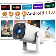 Mini Projector Portable with Auto Keystone and Electronic Focus, Smart Projector 4K Codec FHD Support 12000 Lumens with 5G WiFi6 BT 5.3 Android 11.0, Projector 180° Rotatable Outdoor Movie Projectors