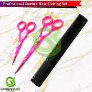 Pink Colour Barber Hair Cutting Stylist Scissors Mustache Trimming Shears & Comb