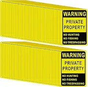 Lineshading 100 Pcs Posted No Trespassing Signs Private Property Weatherproof Reflective Aluminum Posted Signs for Warning No Hunting Fishing Trapping Indoor Outdoor (Yellow,10x14")