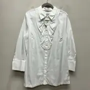 Chicos Alabaster Long Sleeve Ruffle Front Button Poplin Tunic Shirt 16/18 XL 3
