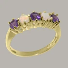 14k Yellow Gold Natural Amethyst & Opal Womens Eternity Ring - Sizes 4 to 12