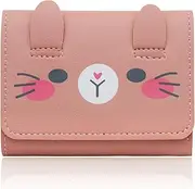 [AfitLulu] Women Wallet, Slim Trifold Wallets for Women with Cute 3D Bunny Ears, Small Wallets Woman ID Window Card Holder, Pink, Classic