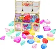 Acrylic Gemstones Toys Fake Colorful Crystal Gems Treasure Chest with Girls Castle for Boys and Girls