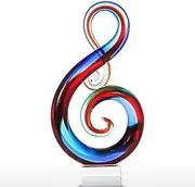 Tooarts Music Note Glass Sculpture Home Decor Ornament Gift Craft Decoration 14