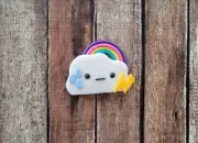 Polymer Clay Cloud and Rainbow Bow Center Barrette Charm Flatback