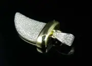 1.00Ct Simulated Round Cut Diamond Shark Tooth Pendant In 14K Yellow Gold Plated