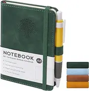 ZTOWOTO A6 Tree Hardcover Journal Notebook Leather,Small Lined Writing Notebook 192 Thick Pages, 5.7x3.9”Journal Diary with Pen Loop Ideal for Study, Office,Writing,Travel Records(Dark Green)
