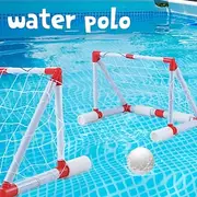 Water Volleyball Game Set with Double Doors Convenient Pool Party Water Activities Includes 2 Ball Gates 1 Ball and Inflator Suitable for Home Pool Parties/Ent