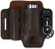 MABCIRY Multitool Sheath for Belt, Leather Multipurpose Holster, Practical EDC Belt Organizer with Flashlight Holster Pen and Keys Holder, EDC Pocket Organizer for Flashlight Daily Outdoor Use