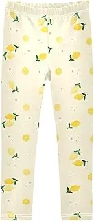 [Joisal] Lemon Floral Yellow Pants Girls Suitable for Girls Active Leggings, Flexible and Durable for All-Day Wear,