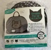 Necoichi Ultralite Pop-Up Cat Carrier, Black and White, Holds 17 lbs 20"x16"x13"