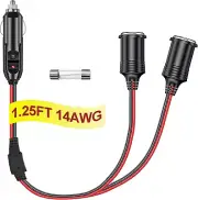 Cigarette Lighter Plug Adapter - 12V Cigarette Lighter Splitter 2 Socket 1.25...