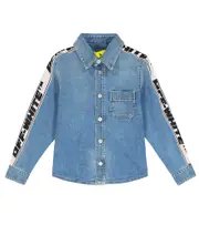 [Off-White Kids] Off-White Kids Logo denim shirt Y 10 black