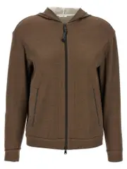 [Brunello Cucinelli] Brunello Cucinelli-Precious Zipper Pull Felpe Marrone-Donna XS