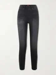 [Spanx] Spanx - Ankle Cropped High-rise Straight-leg Jeans - Black - XS XS Black