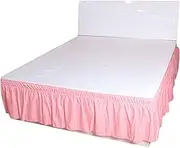Elasticated Bed Skirt,Wrap Around Bed Skirts, Valance Sheet Double Solid Color Elastic Bed Skirt Home Hotel Bedroom Bed Side Decorations Protective Skirt Home Textile(Roze,100x200x40cm)