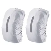 40-50L Waterproof Backpack Rain Cover 2 Pack with Vertical Strap M Silver Tone