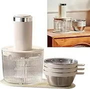 250W Powerful Multi-Function Mixer, Silent Household Electric Small Meat Grinder, Thickened Glass Bowl-4 Bowls 2 Knives/Easy to Clean (1L), Used for Baby Accessories, Meat, Vegetables, Seasonings