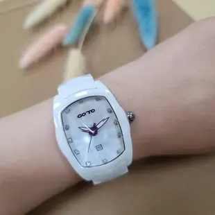 GOTO 簡約晶鑽精密陶瓷錶-白x紫
