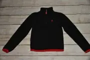 NWT GLACIER POINT BOY 10 11 BLACK RED FLEECE PARTIAL ZIP CROSSBONE SHIRT TOP