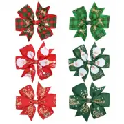 Lovely Hair Clip Dovetail Bowknot Shape Hair Barrettes Xmas Pattern for Children