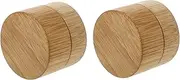 OFFIGAM Travel Toiletry Bottles 2 Pack Bamboo Cream Bottles Refillable Beauty Storage Jars