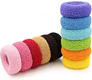 MARY LAVENDER Large Stretch Terry Cloth Hair Ties and Ponytail Holders - Thick Hair Elastics, Knit Scrunchies for All Hair Types, Hair Accessories for Women, Girls, Kids (12-Pack)