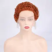 Short Pixie Cut Wavy 13X1 Lace Front Human Hair Wig Ombre 99J Black Blonde Wigs