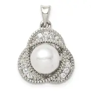 Sterling Silver Freshwater Cultured Pearl u0026 White Topaz Pendant