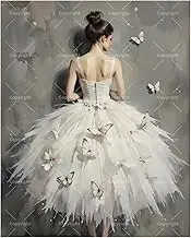 TAOPAOLAB Ballet & Butterflies Paint by Numbers Kit for Adults - DIY Ballerina in White Dress Painting on Canvas 16x20In, Acrylic Paint Set, Suitable for Beginners, Art for Home Decoration or Gifts