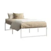 Oikiture Metal Bed Frame King Single Beds Base Platform White