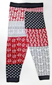 Koala Kids Black Red Fair Isle Knit Patchwork Leggings Size 18-24 Months 18-24M