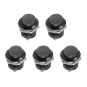 Push Button Switch SPST 1 NO Momentary Round Button 16mm / Black / 5 Pcs