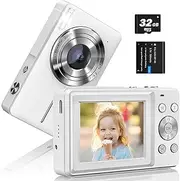 Digital Camera 1080P, 44MP Kids Camera Compact with Flash Image Stabilization and 16X Digital Zoom, Rechargeable Point and Shoot Cameras for Kids Beginners Teenagers