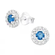 Silver and Blue Stud Earrings